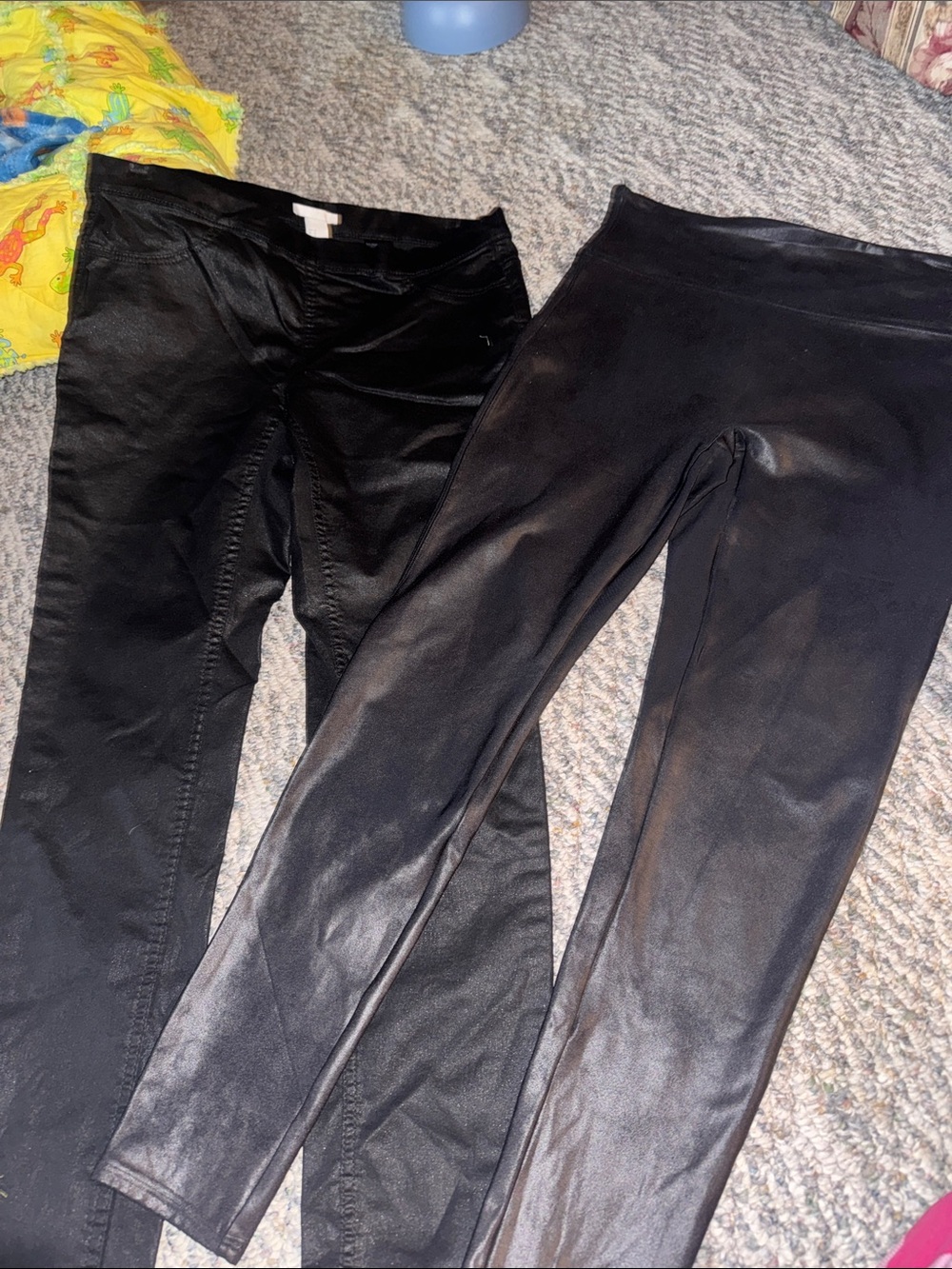 H&M Black Faux Leather Leggings Duo